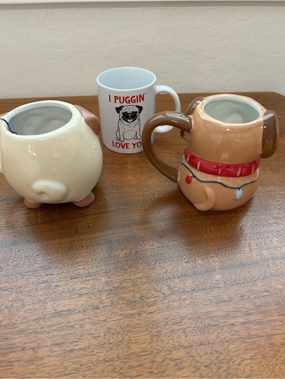 Pug Dog Ceramic Mug Trio - Brown & Cream Pug Mugs - Picture 2 of 11